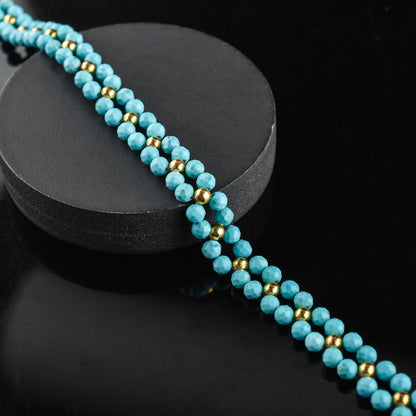 InfinityGemsArt Artisan Turquoise Bracelet for Adult Women – Natural December Birthstone Blue Gemstone, Handmade 14K Gold Plated Adjustable Chain, Chakra Jewelry, Christmas Gift for Her