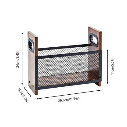 WBJKZJD Magazine Holder, Desktop Magazine Rack File Holder Organizer Rustic Storage Basket for Magazines, Books, Newspapers, Tablets (Small)