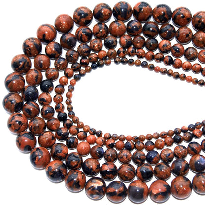 10mm Blue Gold Sand Stone Mixed Sandstone Beads Round Semi Precious Gemstone Loose Beads for Jewelry Making 14"(36-38pcs/strand)