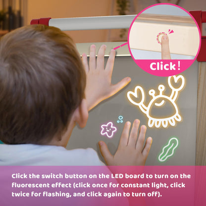 JOYOOSS LED Easel for Kids Ages 4-8 Easels for Toddlers Art Kids Easel Ages 8-12 Light Up Wooden Drawing Easels Magnetic Black Board with Paper Roll for Kid LED Dry Erase Board