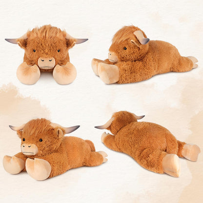 SuzziPals 43 inch Giant Highland Cow Stuffed Animal, Lifelike Huge Cow Stuffed Animal for Stress Relief & Companion, Extra Soft Cow Plush, Huge Big Plushies Highland Cows Gifts for Kids Adults