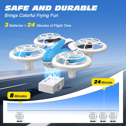 BlueFire Mini Drone for Kids Ages 6+, RC Drone with Fancy LED Light Show, 360° Flips, Altitude Hold, One-Key Take Off/Landing, 2 Speed Modes, Propeller Protection, Indoor Outdoor Toy Gift for Boys & Girls