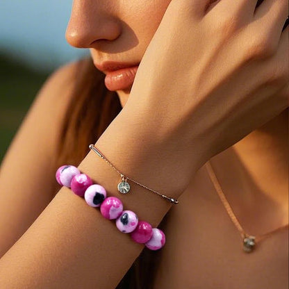 PZTIIY Natural Energy Healing Stone Charm Bracelet 10mm Natural Energy Healing Lava Rock Bracelet - Unisex (Small)