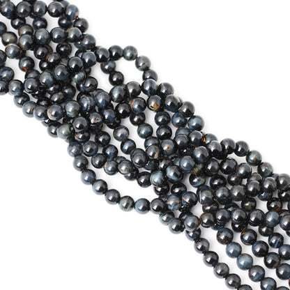 CHEAVIAN 45PCS 8mm Natural Blue Tiger Eye Gemstone Round Loose Beads for Jewelry Making DIY Findings 1 Strand 15"
