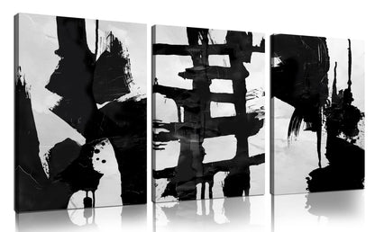 WVMAPTA Abstract Prints Wall Art for Living Room Black and White Pictures for Wall Office 3 Piece Canvas Wall Art for Bedroom Size 12 x 16 Inch