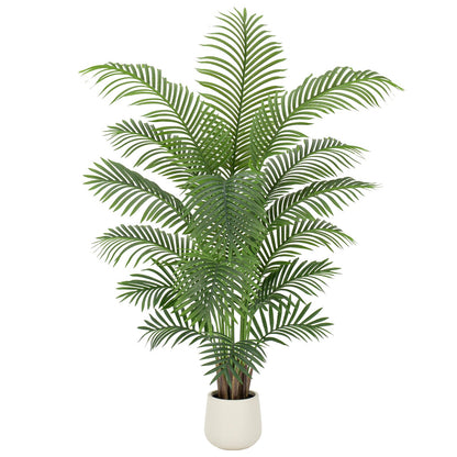 ZEEOZE 6ft Artificial Palm Tree Tall Faux Palm Tree Indoor Large Fake Plants with 18 Trunks Artificial Plants with White Pot Lifelike Leaves for Home Office Decor Living Rooms Bedrooms