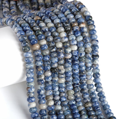 5x8mm 76pcs Natural Stone Blue Sodalite Rondelle Spacer Loose Beads Abacus Disk Stone Round Loose Gemstone Beads for Jewelry Making DIY Bracelet Necklace