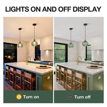 ZRPSSGE 7.8in Vintage Pendant Light 1- Light Kitchen Sink Pendant Lights with Green Hand Blown Glass Small Hanging Lamp for Kitchen Island Dining Room Bedroom Bathroom Hallway E26