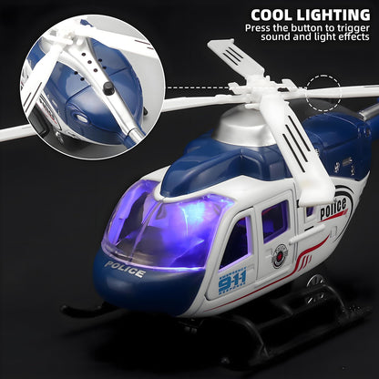 NOVAFUSION Kids Helicopter Toy Diecast Military Helicopters Model Kit,Pull Back Toy Helicopter with Lights and Sound,Toy Airplane with Rotatable Propeller,Helicopters Toys for Boys Age 4-7（Blue）