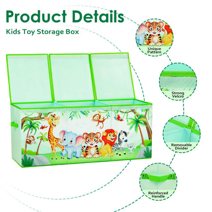 Large Toy Box Chest Organizer with Flip Lid for Kids, Collapsible Oxford Toy Storage Box with Handles for Boys Girls, Sturdy Waterproof Storage Organizer for Bedroom Playroom Nursery, 37.7×12.5×15.7''