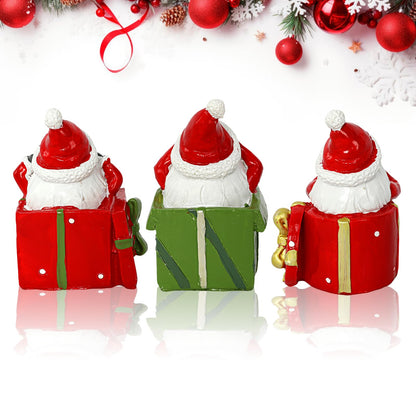 CFGPMM 3 Pcs Mini Santa Claus Statues, See No Evil Hear No Evil Speak No Evil Resin Figurines, Funny Christmas Gnomes for Xmas Home Desk Shelf Decor