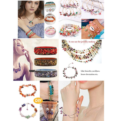 jodaying 5-8mm Natural Green Garnet Gemstone Chips Healing Gravel Bracelets Necklace Kit Irregular Tumble Stone Beads DIY Crafts Design Jewelry Making 32"
