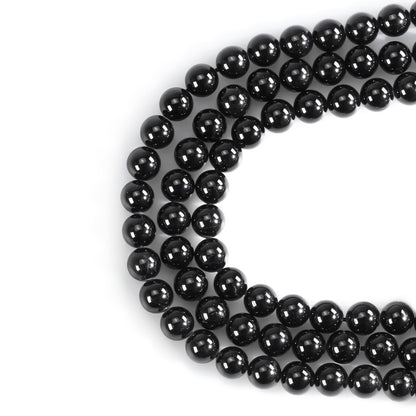 8mm Natural Gemstone Round Black Tourmaline Loose Beads for Jewelry Making DIY Bracelets Necklace (45-48pcs/strand)