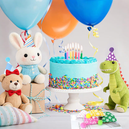 12 Pcs Mini Party Hats for Stuffed Animals Birthday Party Felt Cone Hats Cats Dogs Rabbit Dolls Puppies Assorted Animal Party Decorations