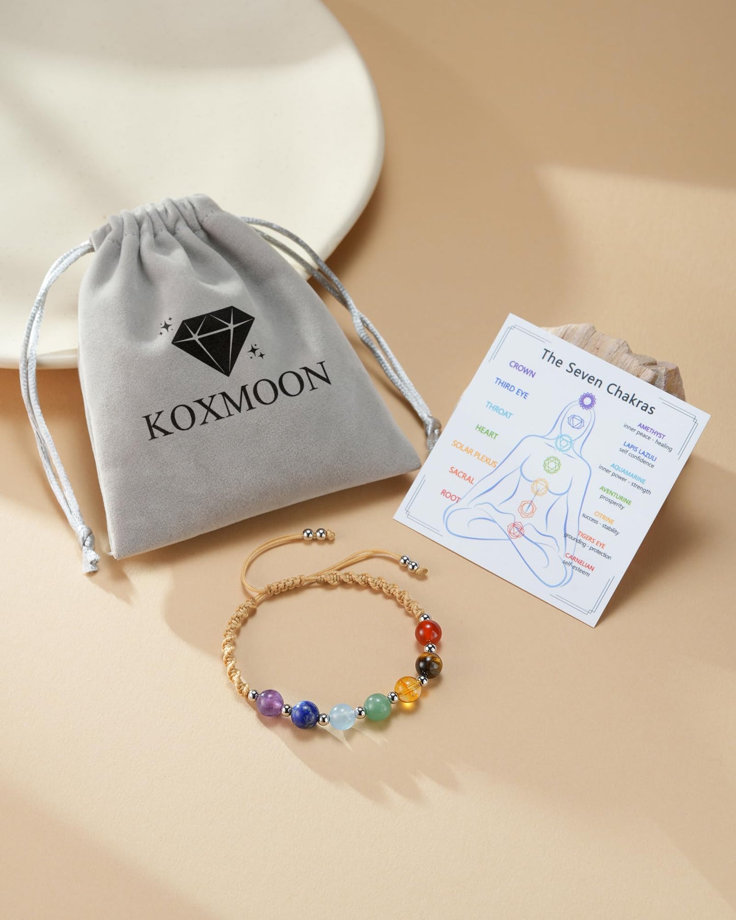 KOXMOON Chakra Bracelets for Women Crystals and Healing Stones Crystal Bracelet for Women Healing Crystals Meditation Relaxing Gifts for Womens Bracelets Anxiety Relief Items 7 Chakras