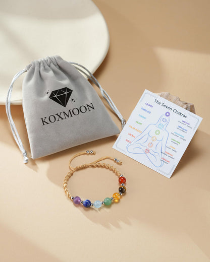 KOXMOON Chakra Bracelets for Women Crystals and Healing Stones Crystal Bracelet for Women Healing Crystals Meditation Relaxing Gifts for Womens Bracelets Anxiety Relief Items 7 Chakras