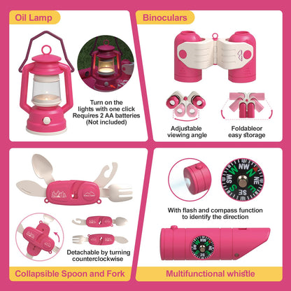 KOALA DIARY Kids Camping Set – an Outdoor Campfire Toy Set Featuring a Tent, Oil lamp, Stove, and More,Gift Idea for Girls Age 3+ Year Old Birthday Christmas