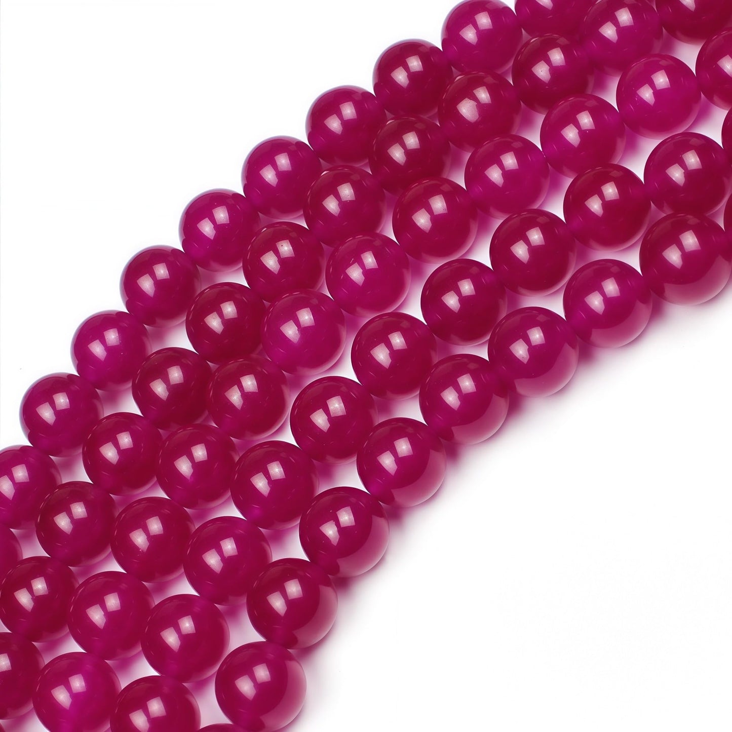 MJDCB Natural Rose Red Jade Round Loose Beads for Jewelry Making DIY Bracelet Necklac (10mm)