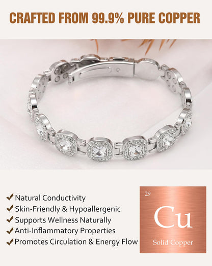 Jecanori Pure Copper Magnetic Bracelet for Women, 4X Strength Magnetic Therapy Bracelet with 3800 Gauss Neodymium Magnets, Adjustable Copper Jewelry Gift