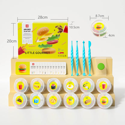 Air Dry Clay Kit - Modeling Clay for Kids mit Sculpting Tools und Tutorial, Ultra Light & Soft, Safe & Non-Toxic, DIY Model Magic Clay 12 Cans 48 Colors, Creative Art Crafts Toys Gifts for Girls Boys
