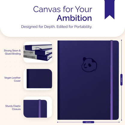 Panda Planner Pro A4 Daily Planner 2026 – 6 Month Undated Planner with Hourly Schedule, Large 8.5x11 Layout, To Do List, Daily Journal, Goal Planner, Habit Tracker & Gratitude Organizer for Home/Office – Purple
