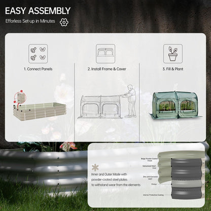 Pop up Tunnel Greenhouse Cover Plant Tent with 4x2FT Riased Garden Bed Set ,Raised Planter Box
