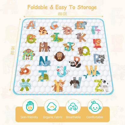 Baby Play Mat for Floor Playpen - 50" X 50" Playpen Mat,Thick One-Piece Crawling, Odorless Floor Mat, Non-Slip Cushioned Baby Playmat for Infants,Babies,Toddlers. Foldable and Machine Washable