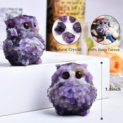 Ytbeoxk 1.9 Inch Amethyst Owl Statue, Purple Owl Figurine, Home Decor, Healing Crystal, Spiritual Gift