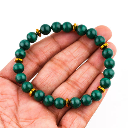YASHEE Malachite Power Beaded Crystals Bracelet, Protection, Money Wealth Success Bracelet, Chakra Energy Healing Gemstone, Yoga Crystal, Stretchable Elastic Men & Women Bracelet