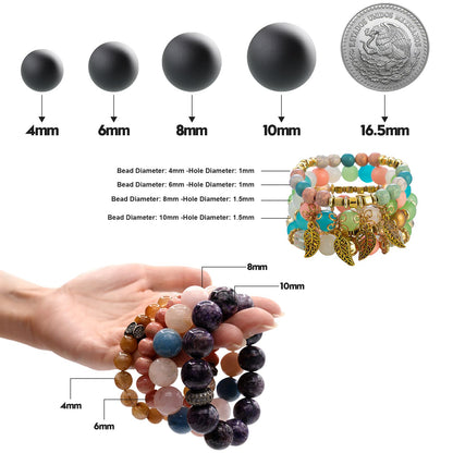 NITOPUPU 100Pcs 10mm Natural Smooth Picture Jasper Gemstone Beads Round Loose Stone Beads for Jewerly Making with Crystal Stretch Cord