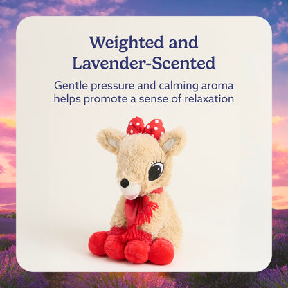 warmies Microwavable & Weighted Stuffed Animals, Clarice with Scarf - Heated Stuffed Animal Plushie for Warmth & Comfort - Christmas Winter Soft Plush Toys for Children (Boys, Girls, Babies & Toddler)