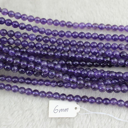 6mm Natural Amethyst Beads Round Gemstone Loose Beads for Jewelry Making (60-62pcs/strand)