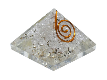 Amazing Gemstone Clear Quartz Orgone Pyramid - 30mm Small Orgonite Pyramids with Crystals and Healing Stones - Authentic Organite Gifts
