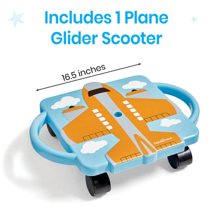 hand2mind Orange Plane Glider Scooter Board, Floor Scooter Board, Gross Motor Toys, Kids Exercise & Physical Education Equipment, Playground Toys, Indoor Active Play, Toddler Outdoor Activities