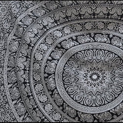 The Boho Street - Exclusive Twin Black and White Elephant Tapestry, Beautiful Indian Wall Art, Perfect Valentine Gift, Hippie Wall Hanging, Bohemian Bedspread