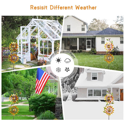 VEWOGARDEN Metal Sunflower Wind Spinners Outdoor Kinetic Wind Spinner with Stakes Yard Art for Garden Lawn Patio Decoration, Yellow