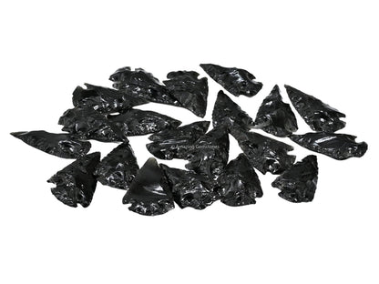 Amazing Gemstone 5 Pieces Black Obsidian Arrowhead, Crystal and Healing Stone Flint Rock Arrow Head - 1 to 1.5 Arrowheads for DIY Project Craft Point Jewelry Making