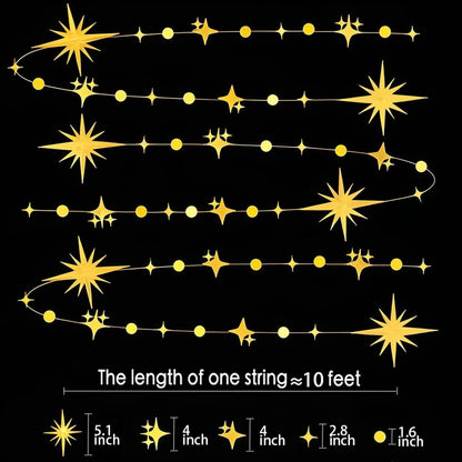 Glitter Gold Star Circle Dot Garland 30 Feet Twinkle Gold Star Circle Dot Ceiling Hanging Banner Backdrop for Birthday Wedding Baby Shower Graduation Disco Party Decorations