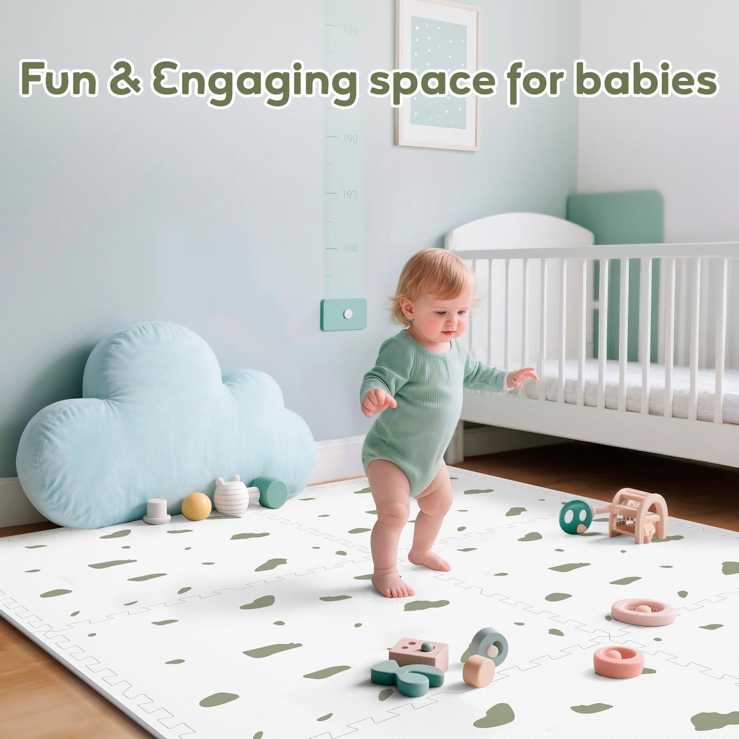 PIGLOG Baby Play Mat - 6Pcs Interlocking Foam Tiles,72"x 48" Baby Crawling Mat for Tummy Time, Non-Slip Foam Puzzle Floor Play Mat for Kids and Babies, Safe & Non-Toxic Playmat for Babies 6-12 Months