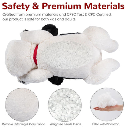 meowtastic Black & White Dog Weighted Stuffed Animals - 22 Inch 4.5 Pounds Weighted Plush Dog Stuffed Animals - Big Stuffed Dog Plush Pillow - Cute Plush Toys Gifts for Kids & Adults (22" 4.5 lbs)