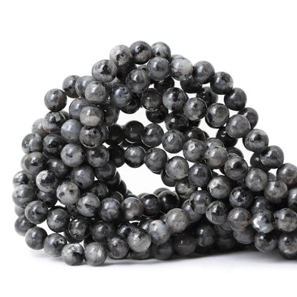 CHEAVIAN 45PCS 8mm Natural Black Labradorite Gemstone Round Loose Beads Crystal Energy Stone for DIY Jewelry Making 1 Strand 15"