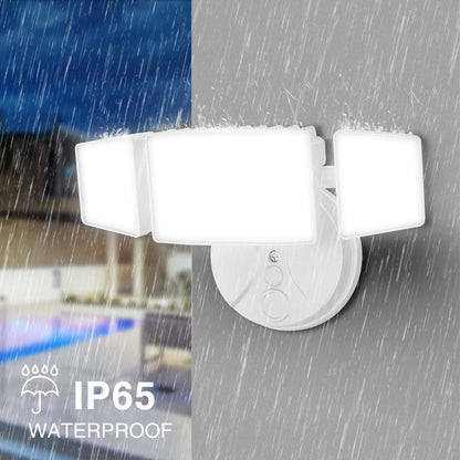 Onforu 75W Flood Lights Outdoor, 7000LM Brightness Security Lights Switch Controlled, 3 Adjustable Heads, IP65 Waterproof, 6500K Wall Mount Exterior LED Flood Light
