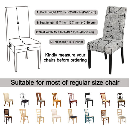 JQinHome Pattern Chair Covers for Dining Room Set of 4, High Stretch Removable Washable Parsons Chair Slipcover for Home Party Hotel Wedding Ceremony (4PCS, Lotus Gray)