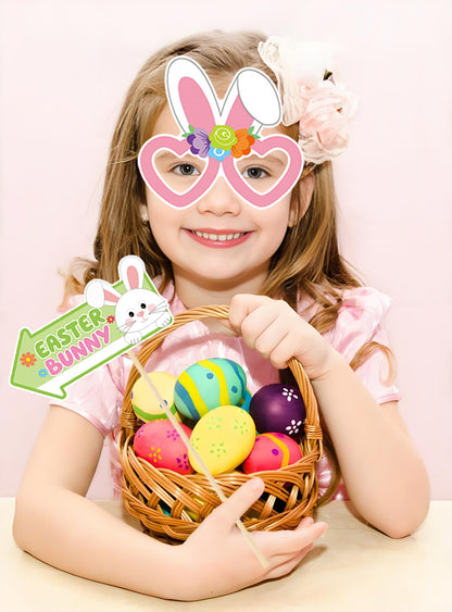 Easter Party Decorations Happy Easter Photo Booth Props Kit Cute Eggs Bunny Glasses Birthday Photography Props Rabbit Chick Eggs Spring Party Decorations Supplies 35 Pieces