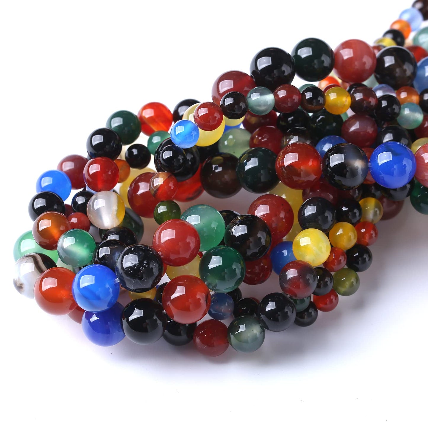 60PCS 6MM Natural Colorful Agate Stone Beads Energy Healing Beads for DIY Jewelry Bracelet Necklace Making for Jewelry Making15Inch