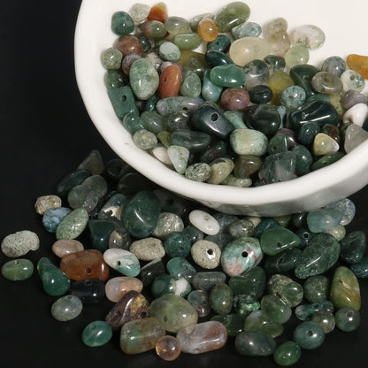 30in Moss Agate Natural Chip Stone Beads 5-8mm About 230pcs, Irregular Drilled Green Bead for Bracelets Jewelry Making Supplies for Adults, DIY Crafts.