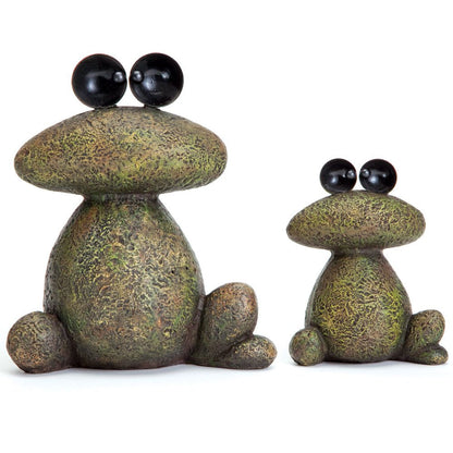 Bits and Pieces - Two Frogs Garden Sculptures for Lawn or Patio - Waterproof Garden Decor Set - Frog Statues Minimalistic Design