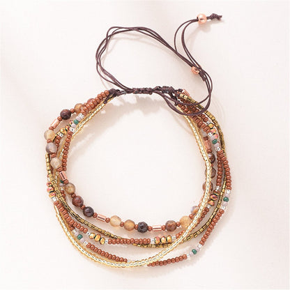 JOYA GIFT Handmade Adjustable Wrap Bracelet Bohemian String Braided Beads Anklets Gifts for Women