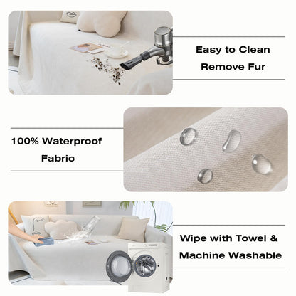 STACYPIK White Waterproof Couch Cover Scratch Resistant Sofa Cover for 3 Cushion Couch Thickened Non Slip Sofa Throw for Sectional Water Resistant Sofa Slipcover for Cats Dogs Furniture Cover-71X118IN
