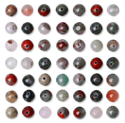 QINJIEJIE 100PCS Dragon Blood Stone Beads 8mm Natural Stone Beads Round Loose Gemstone Bead for Bracelet Beading Crystal Jewelry Making DIY Necklace Earrings 0.32"